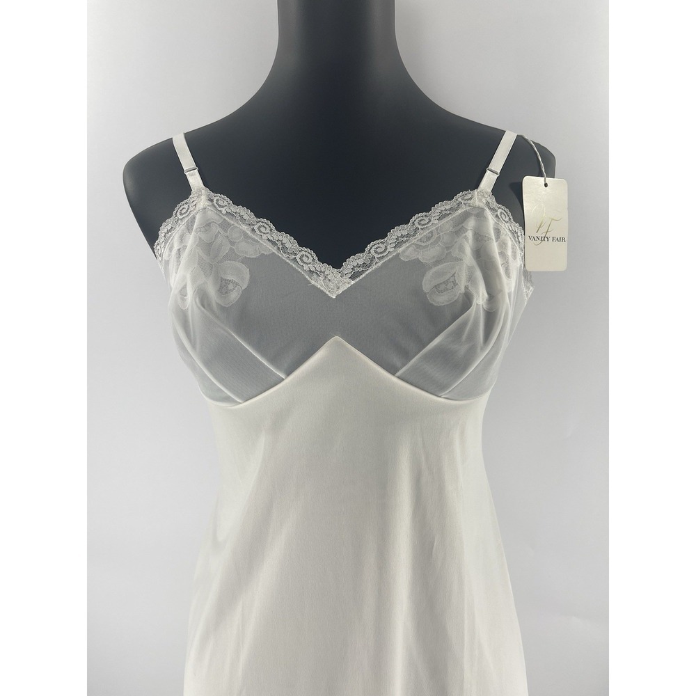 Vintage New Vanity Fair Antron Light Pink Ivory Sheer Lace Trim Full Slip Sz 34